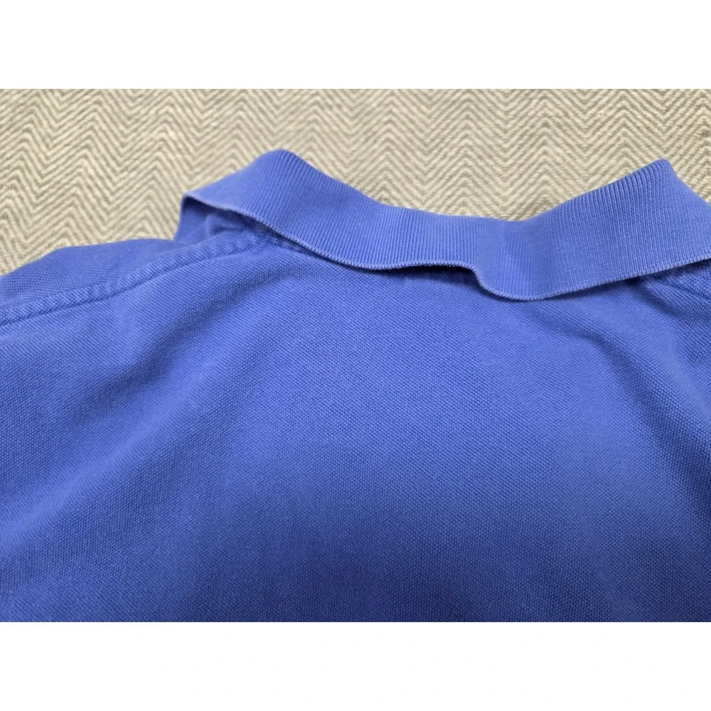 Polo Ralph Lauren‎ Mens Medium Blue Short Sleeve Pique Polo Shirt Orange Pony